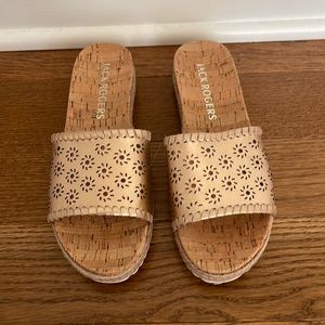 Jack Rogers size 6.5 rose gold cork slide. New. Never worn.